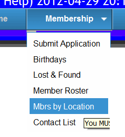 Selecting Mbrs By Location option from the menu